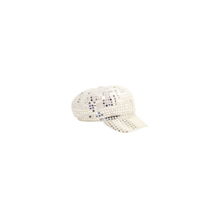 Casquette disco sequins argent