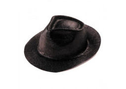 Chapeau plastique borsalino paillete noir