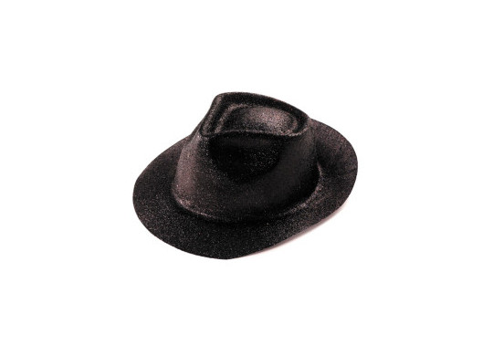 Chapeau plastique borsalino paillete noir