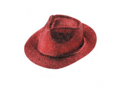 Chapeau plastique borsalino paillete rouge