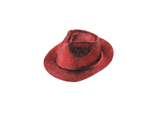 Chapeau plastique borsalino paillete rouge