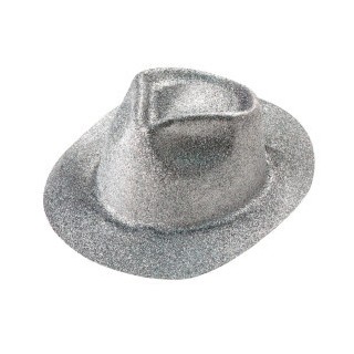 Chapeau plastique borsalino paillete argent