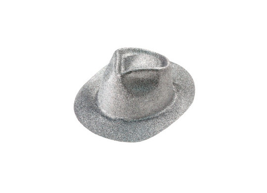 Chapeau plastique borsalino paillete argent