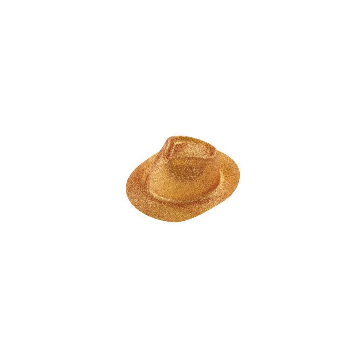 Chapeau plastique borsalino paillete or