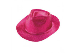 Chapeau plastique borsalino paillete rose