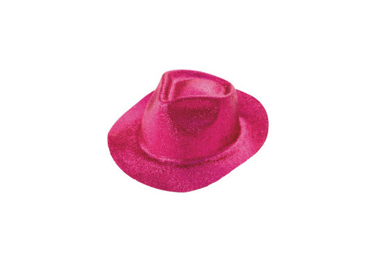 Chapeau plastique borsalino paillete rose