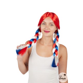 Perruque tresse bleu/blanc/rouge