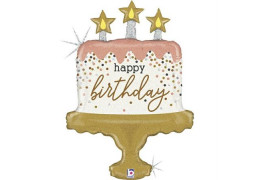 Ballon aluminium forme gâteau Happy birthday