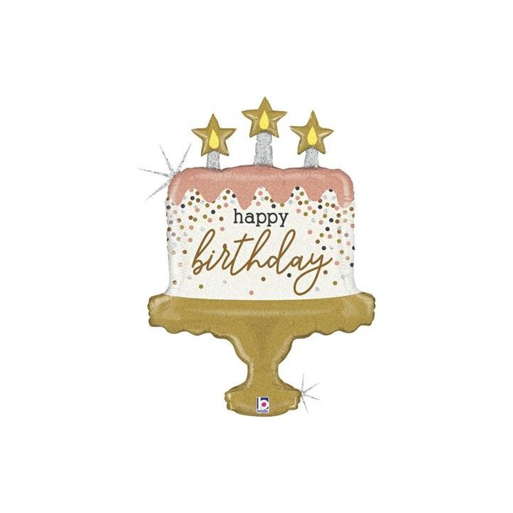Ballon aluminium forme gâteau Happy birthday