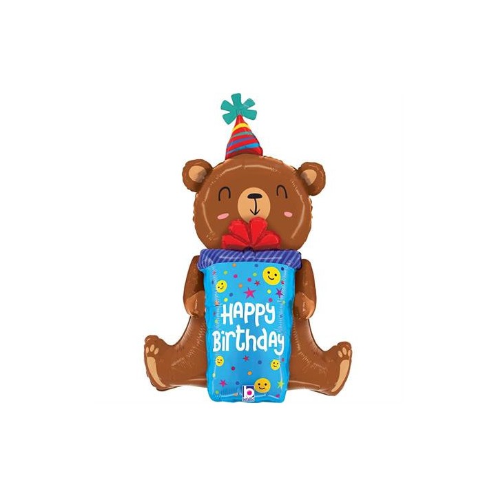 Ballon aluminium forme ours happy birthday