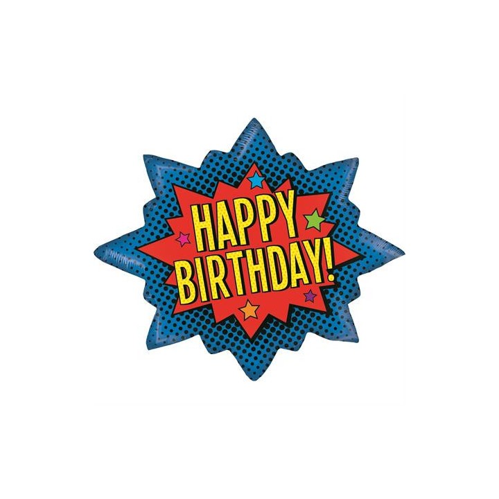 Ballon aluminium forme etoile happy birthday super hero