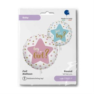 Ballon aluminium rond boy or girl