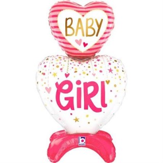 Ballon aluminium double coeur baby girl a poser