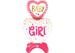 Ballon aluminium double coeur baby girl a poser