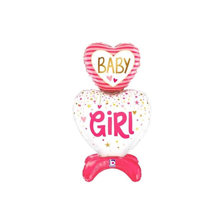 Ballon aluminium double coeur baby girl a poser