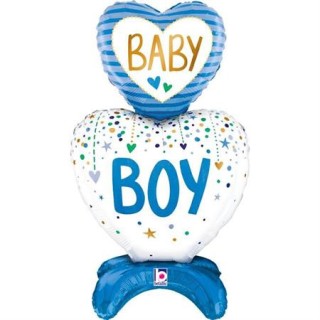 Ballon aluminium double coeur baby boy a poser