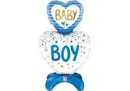 Ballon aluminium double coeur baby boy a poser