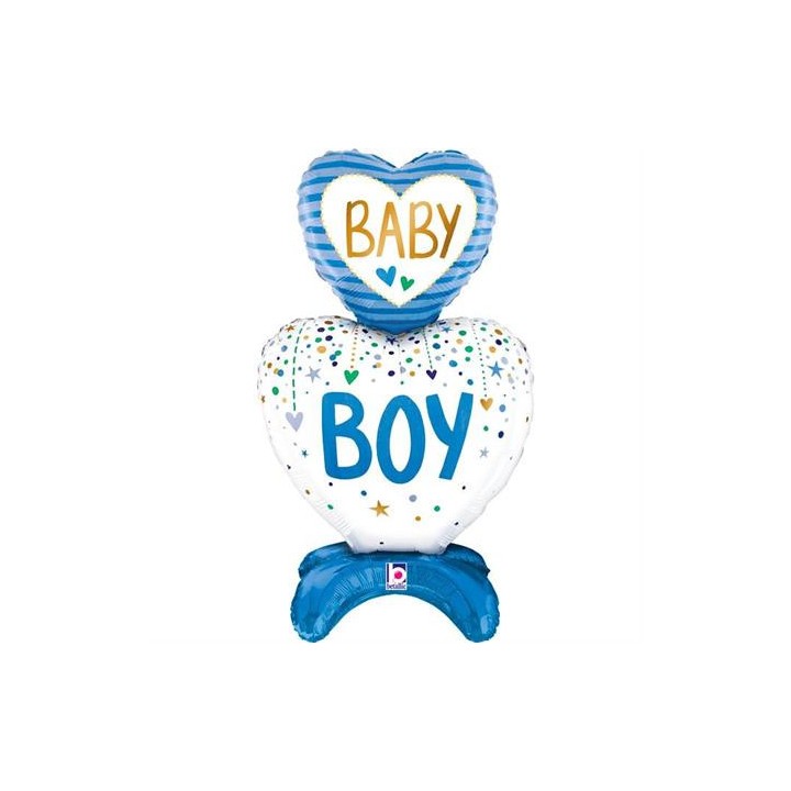 Ballon aluminium double coeur baby boy a poser