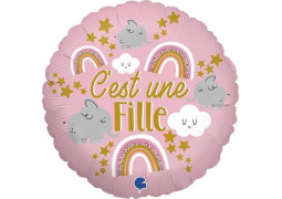 Ballon aluminium rond c'est une fille arc en ciel elephant