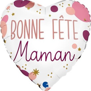 Ballon aluminium forme coeur bonne fete maman