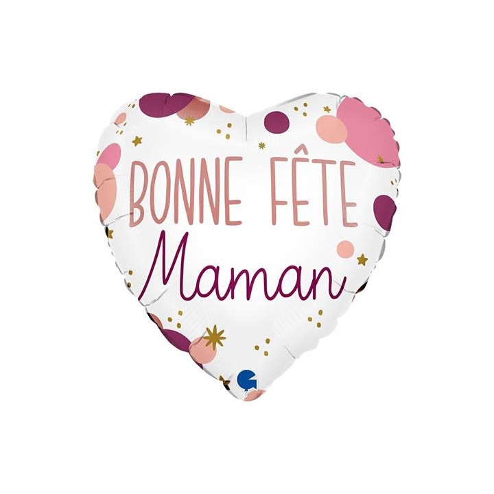 Ballon aluminium forme coeur bonne fete maman