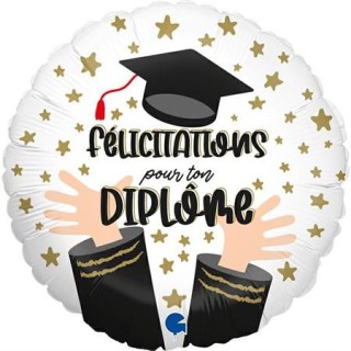 Ballon aluminium rond felicitations pour ton diplôme