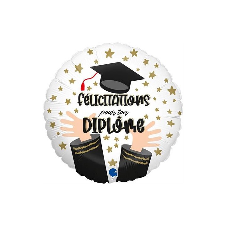 Ballon aluminium rond felicitations pour ton diplôme