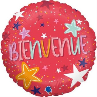 Ballon aluminium rond bienvenue rouge