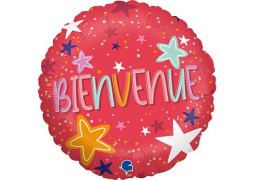 Ballon aluminium rond bienvenue rouge