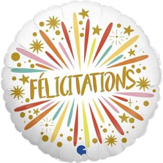 Ballon aluminium rond felicitations multico
