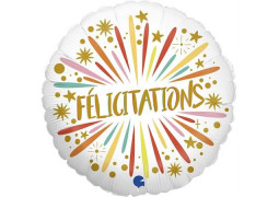 Ballon aluminium rond felicitations multico