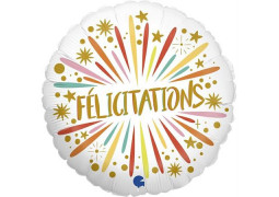 Ballon aluminium rond felicitations multico