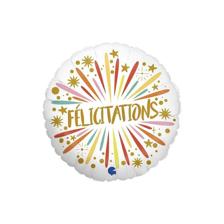 Ballon aluminium rond felicitations multico