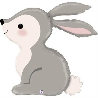 Ballon aluminium forme lapin gris