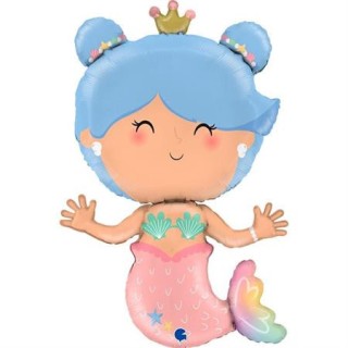 Ballon aluminium forme sirene pastel