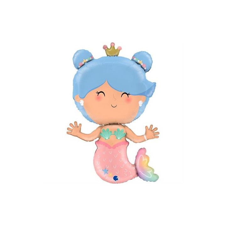 Ballon aluminium forme sirene pastel