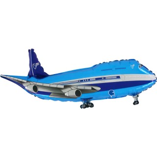 Ballon aluminium forme avion bleu  - Ballons - Article de fête