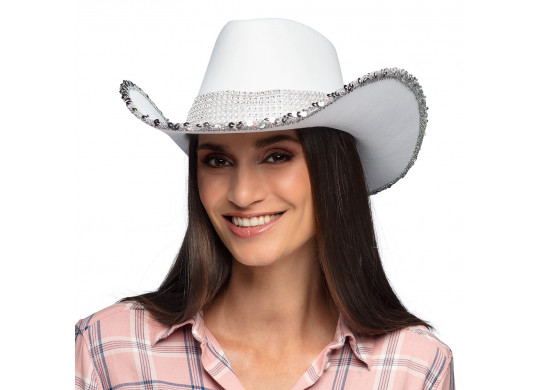 Chapeau cow girl blanc strass