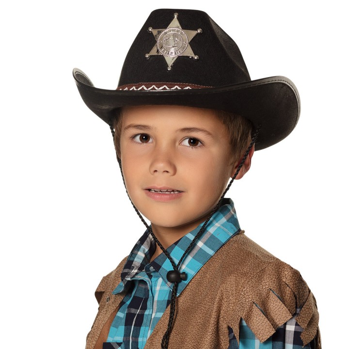 Chapeau feutre sherif enfant noir