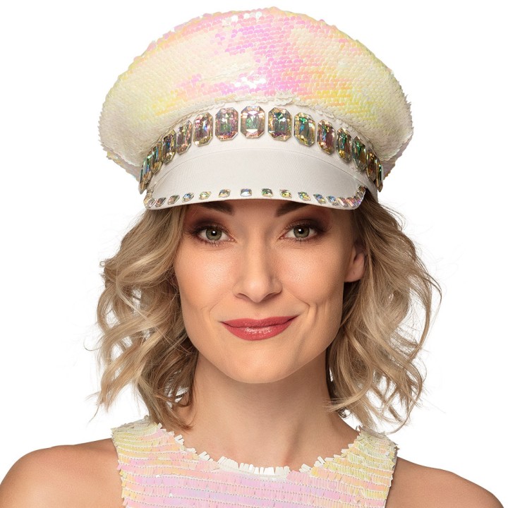 Casquette Sandy sequins blanc