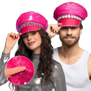 Casquette Sandy sequins rose