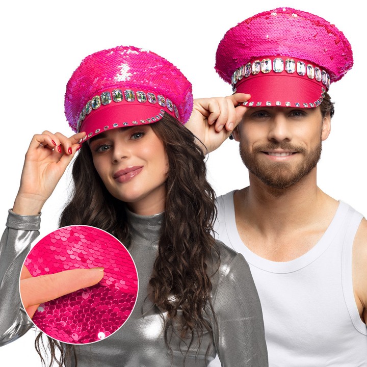 Casquette Sandy sequins rose