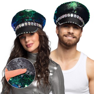 Casquette Sandy sequins bleu/noir