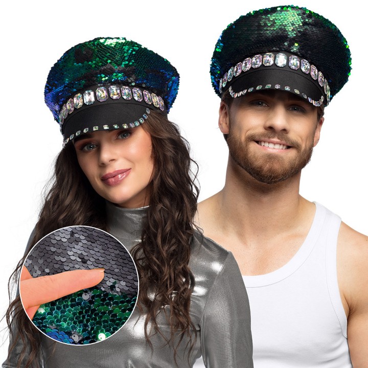 Casquette Sandy sequins bleu/noir