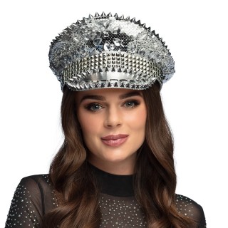 Casquette glam argent