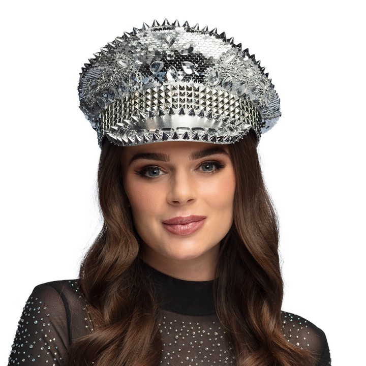 Casquette glam argent