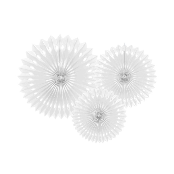 Eventails papier blanc x3