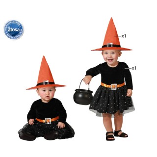 Costume baby sorcière noir/orange