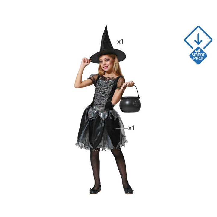 Costume enfant sorcière robe courte grise