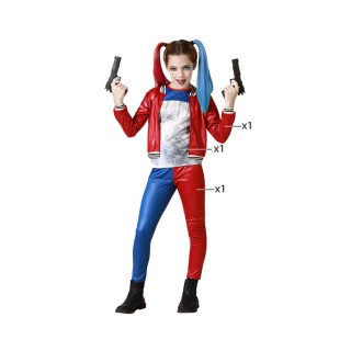 Costume enfant Harley Quinn legging rouge/bleu